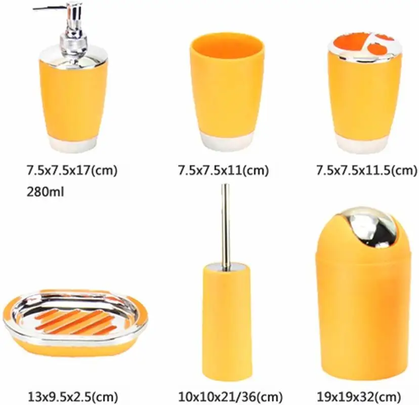 Trash can hotel household items plating plastic bathroom 6-piece wash bathroom set bathroom set accessories