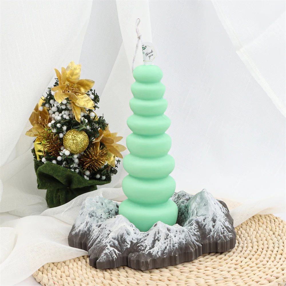 

New Design 3D 8 Layers Pillar Silicone Candle Mold DIY Gypsum Plaster Cylinder Shape 8 Progressive Rainbow Tower Soap Mould