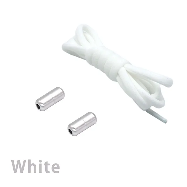New Elastic Shoe Laces Round No Tie Shoelaces for Kids and Adult Shoelace for Sneakers Quick Lazy Laces Colorful Capsule Buckle white