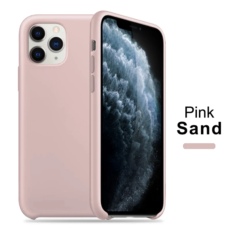 Жидкий силиконовый чехол для телефона для Apple iphone 11 Pro X XS Чехлы для MAX Xr для iphone 11 7 6 8 Plus Xr X с логотипом задняя крышка - Цвет: Pink Sand