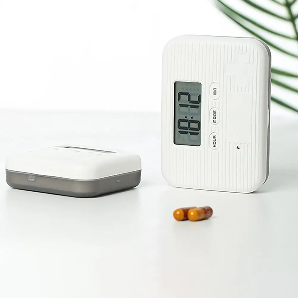 Timing Reminder Pill Box Medicine Storage Box Convenient ABS Electronic Alarm Timer Pill Case Drug Dispenser for Office