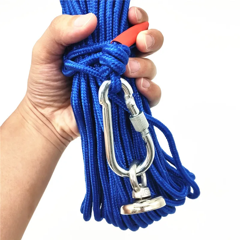 1.42inch Diameter 92.6lbs Max Pull Force +32.8 Feet Rope Strong Neodymium Salvage Pot Ring Eyebolt Fishing Magnet Kit | Обустройство