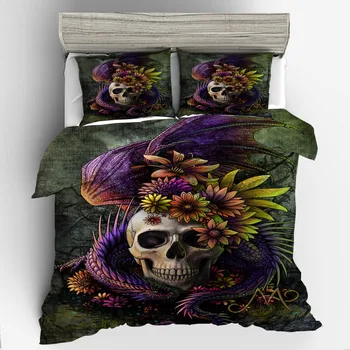 

Dropshipping 3D Bedding Set flowery skull By JoJosArt Duvet Cover Bedding Sets QUEEN King size