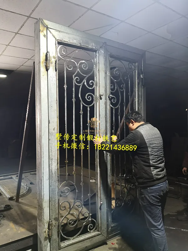 

Custom design 74" x 98" Wrought Iron Entry Double Doors Unit