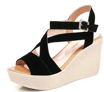 

YEELOCA 2020 women Sandals summer suede wedge a001 High heels Sponge bottom of the thick Waterproof PO005