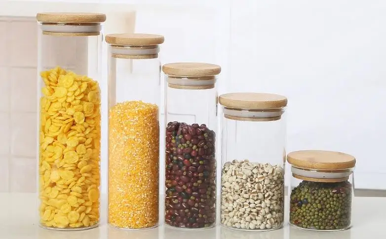 2PCS 100/150/200/250/300/350/400ml Glass Storage Bottles Grains Spice Tea Leaf Coffee Beans Candy Food Jars Kitchen Containers 4