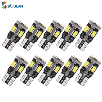 

10pcs Canbus Error Free High Bright 5630 10SMD T10 W5W 194 168 Width Lamp Car Led Diode Bulb Warm White Ice Blue Trunk Light 12V