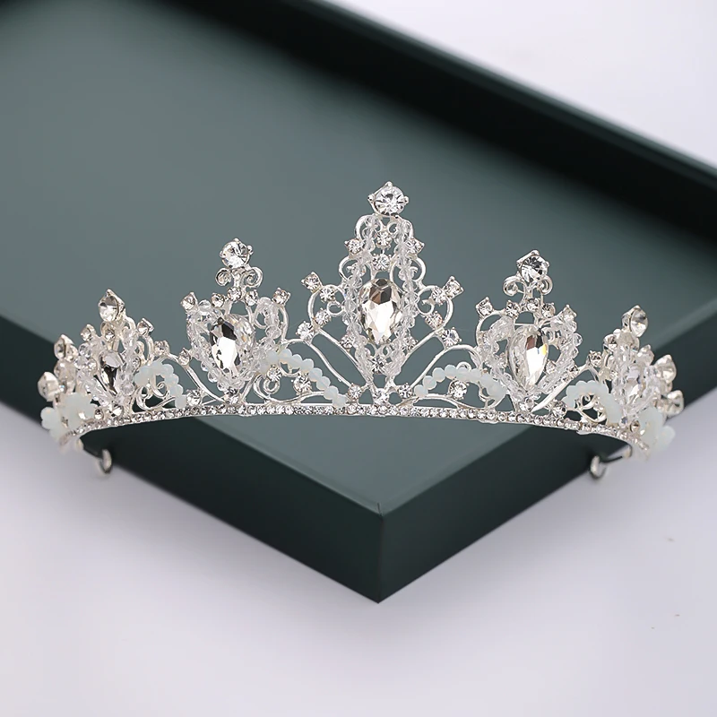 Свадебные аксессуары для волос тиара невесты серебряного цвета с кристаллами