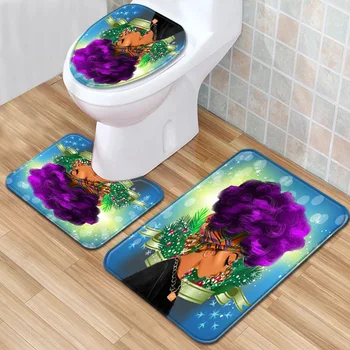 

African Women's Bathroom Mat Three-Piece Bathroom Carpet Toilet Mat Set Door Mat Bathroom Non-Slip Mat Spot