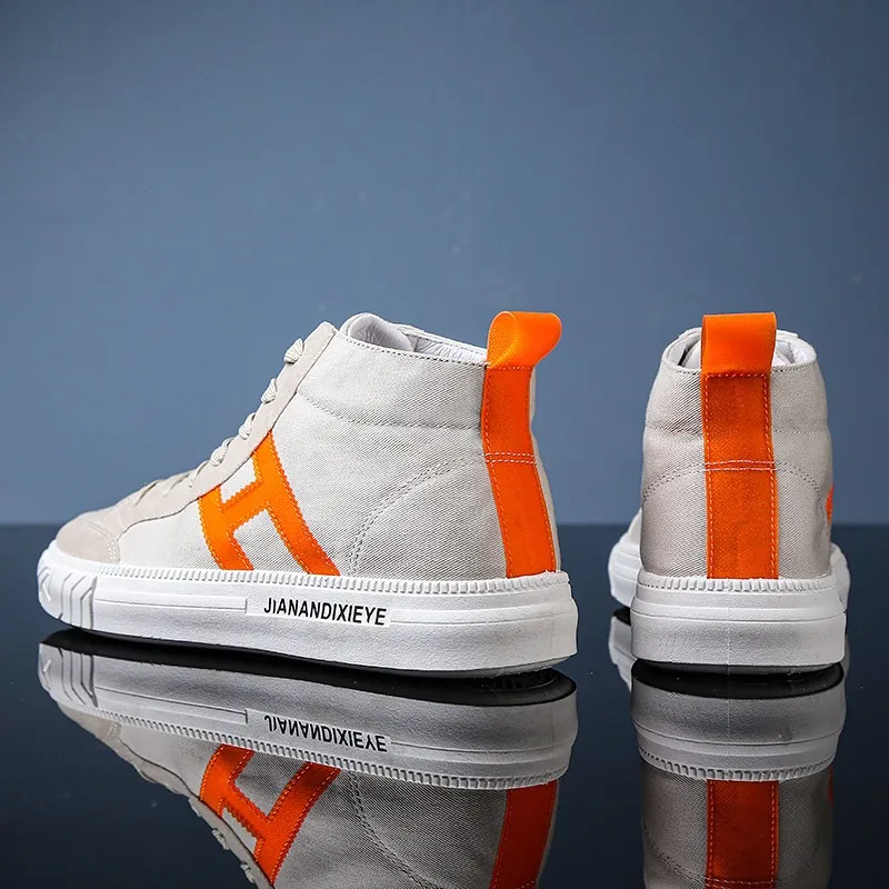 

Hight-top Canvas Shoes H Trend Sports Cool Versatile Casual Male Skate Shoes INS White Shoes