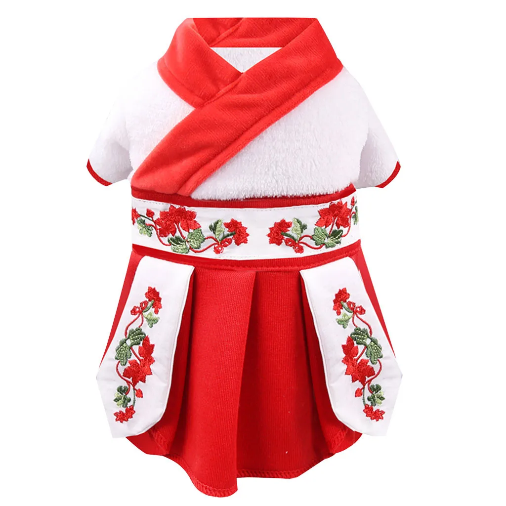 Новогоднее Пышное Платье для питомцев, девочек, собак, Xs-xxl, одежда для маленьких собак, китайское элегантное стильное платье, костюм для щенка