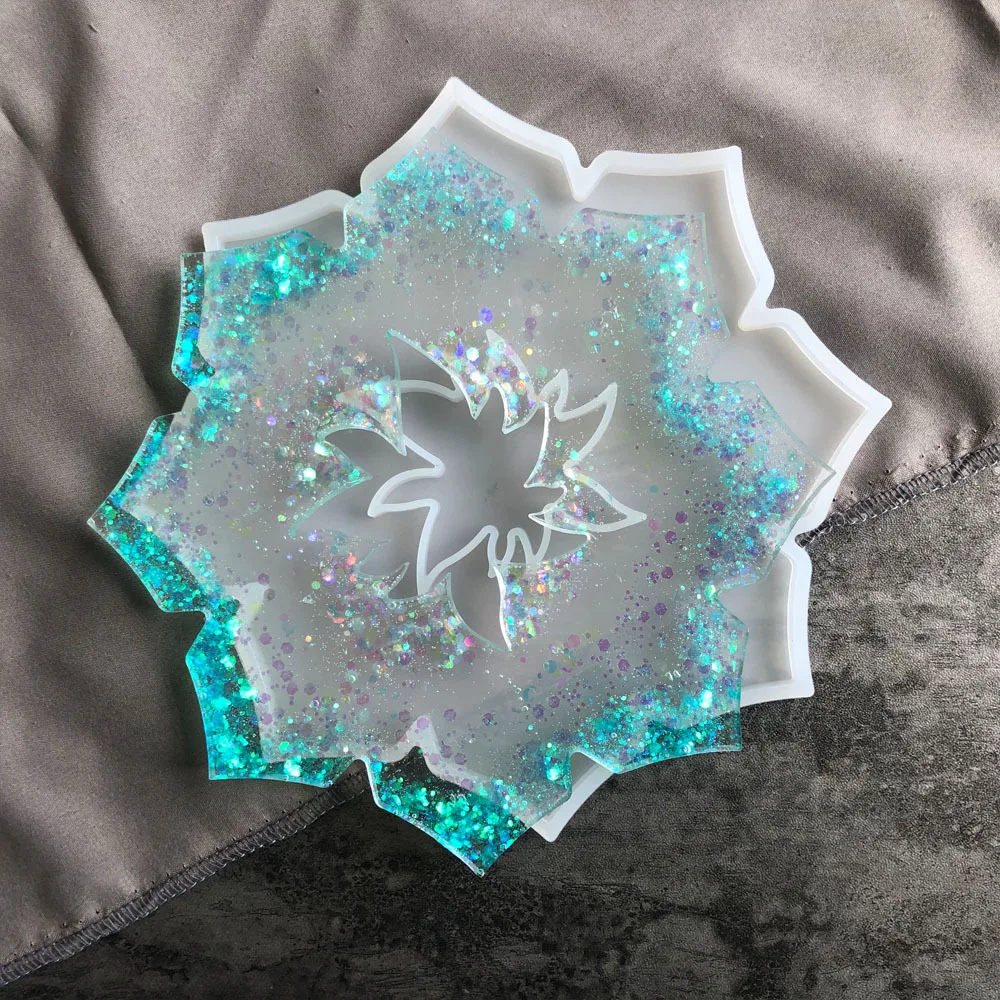 20 Cm Irregular Flower Coaster Epoxy Silicone Mold For Diy Epoxy Uv