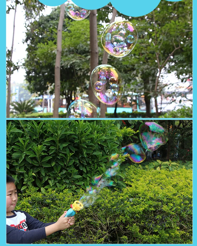 CIKOO Bubble in Bubble Electric Fan Bubble Machine CHILDREN'S Toy Blowing Bubbles Gun Bubble Water with Two High