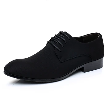 

Men Oxfords Shoes Pointed Toe Suede Leather Lace-Up Men Dress Shoes Flats Black Fashion Nubuck Leather Wedding Shoe