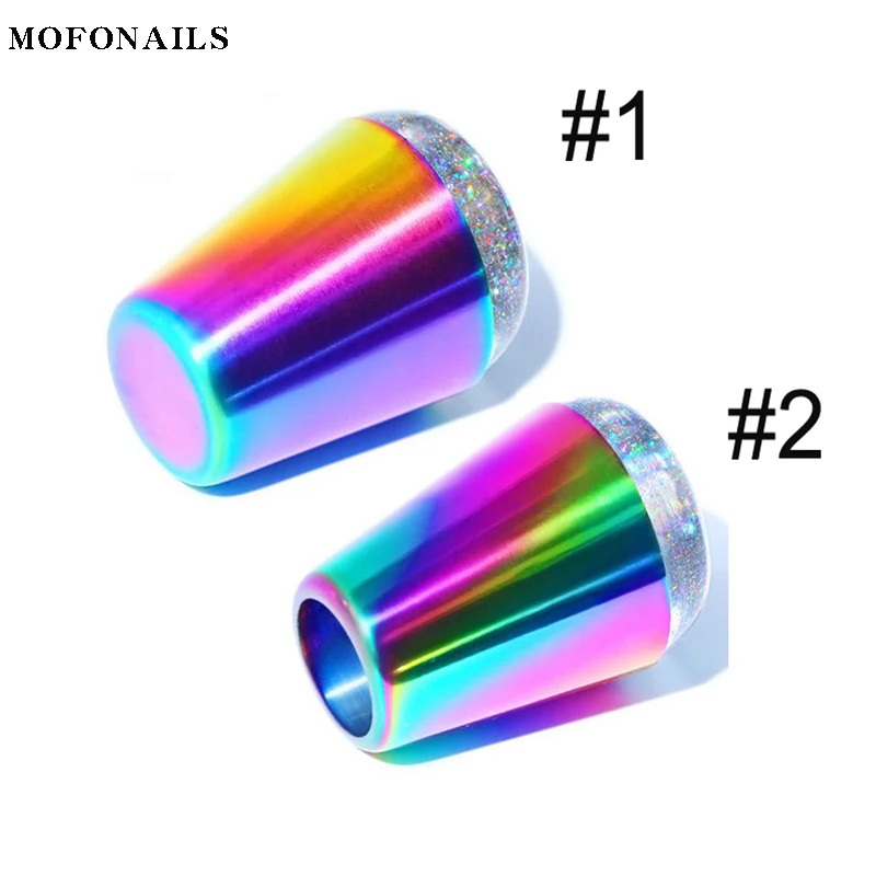 

1pc Laser Jelly Silicone Nails Stamper 4cm Head Rainbow Handles Stamper With Scraper Print Stamping Template Nail Stamper Tools