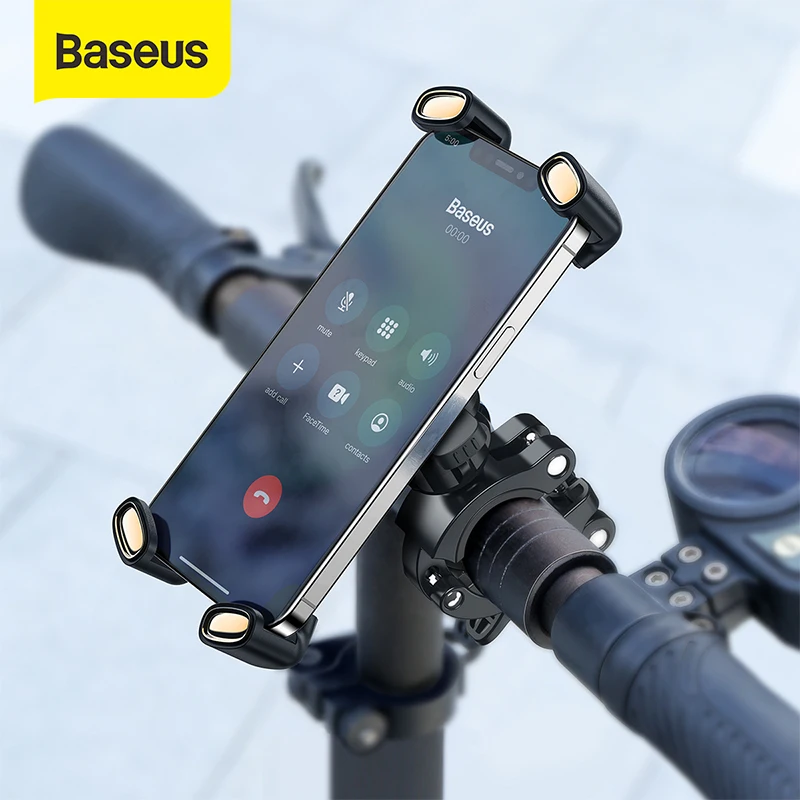 Baseus Bicycle Phone Holder For iPhone Samsung Motorcycle Mobile Cellphone Holder Bike Handlebar Clip Stand GPS Mount Bracket