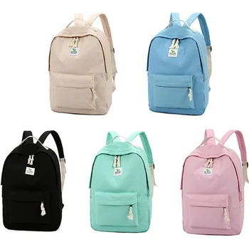 

New Arrival Women Casual Canvas Backpack Large Capacity Travel School Bag with Mini Bag Wallet