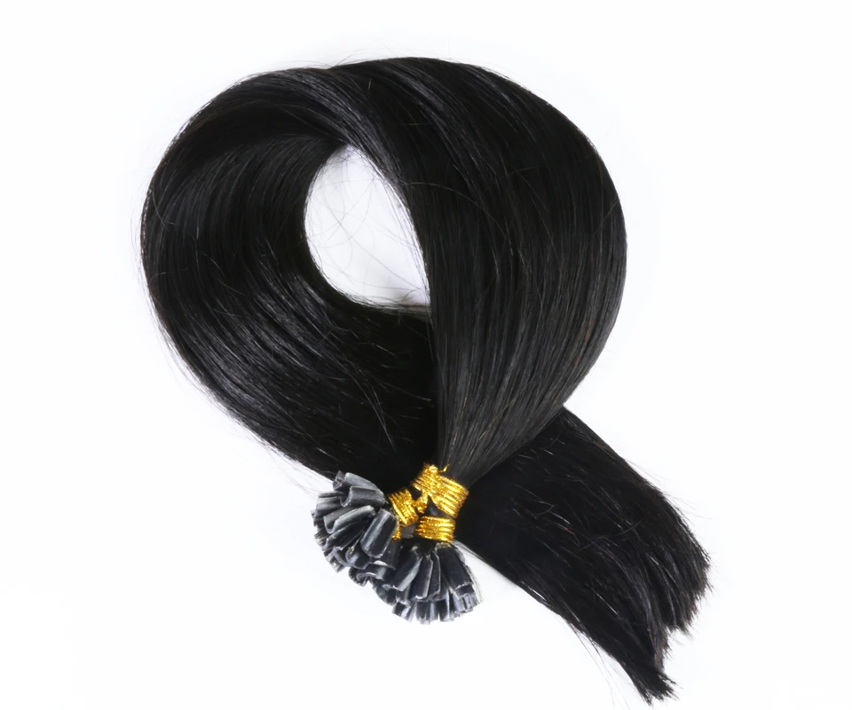 QHP Straight Human Fusion Hair Nail U Tip Machine Made Remy Human Hair Extensions 0.8g/pcs Muti-Color