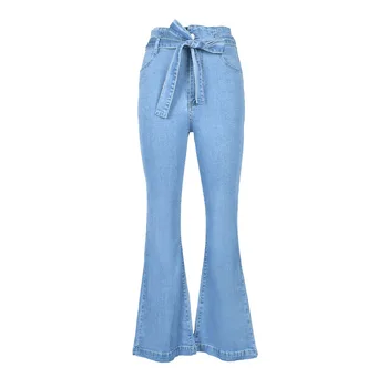 

Ripped Jeans for Women Hot Style Autumn and Winter High-waisted Jeans for Women Stretch Belt Flared Women Jeans