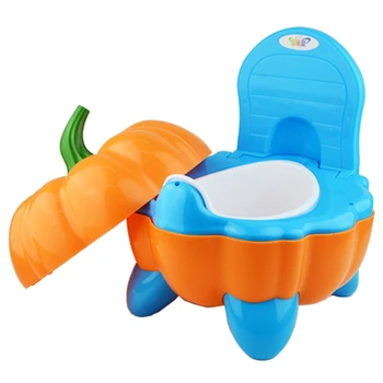 

Cute Baby Chair Cartoon Folding Potty Toddler Portable Training Plastic Toilet Seat Pumpkin-Blue+Orange