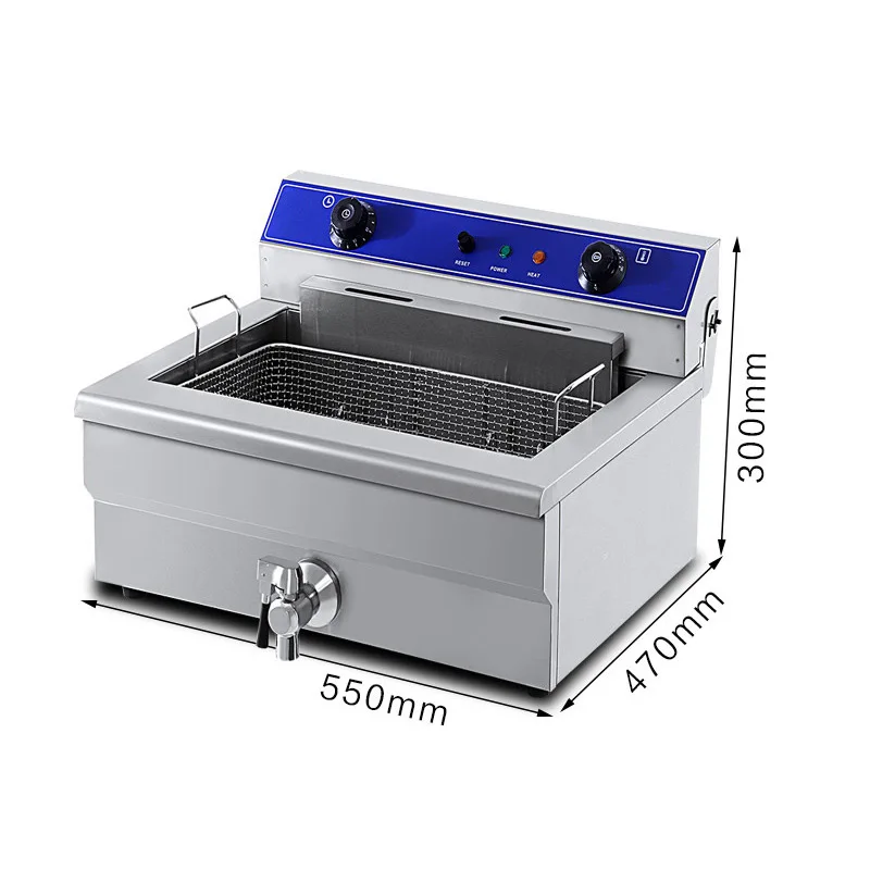 30L Electric Fryer Single Commercial Fried chicken French fries Frying Machine Stainless Steel 6000W Deep Fryer