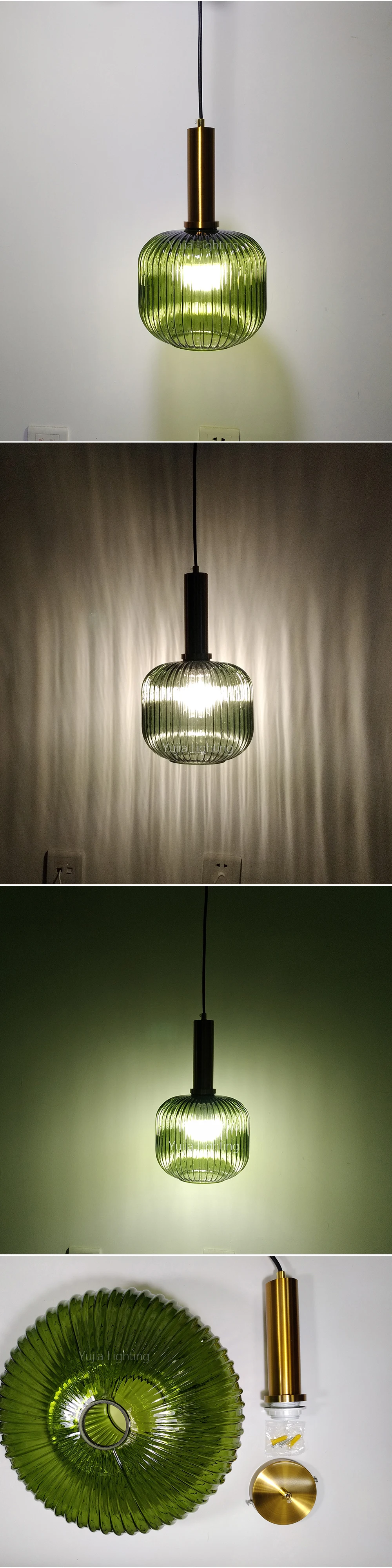 Цветные подвесные светильники, стеклянный подвесной светильник, зеленый, серый оттенок, для кухни, столовой, бара, скандинавские светодиодные подвесные лампы, современный светильник E27