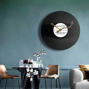 

Vinyl Record Retro Creative Watch Silent Light Luxury Clock Cafe Bar Decorative Table Digital Europe