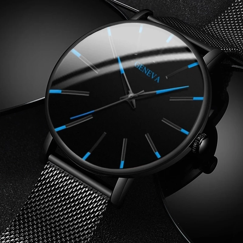 2021 NEW Watch Men Stainless Steel Mesh Belt Quartz Minimalist Ultra Thin Watches Men's Sports Leather Watch relogio masculino
