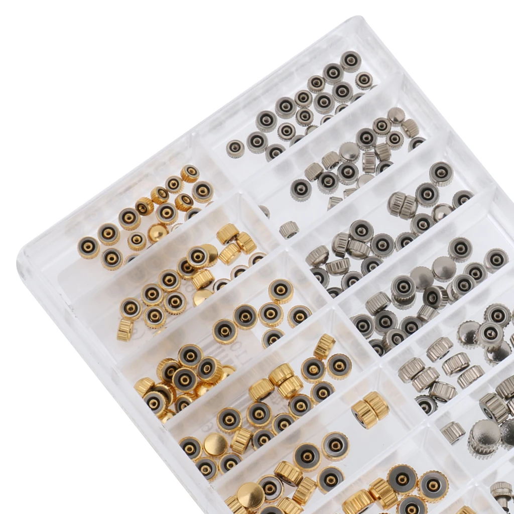 

300pcs Mixed Watch Crowns Assortment Part Repair Watchmaker Tool Random Size