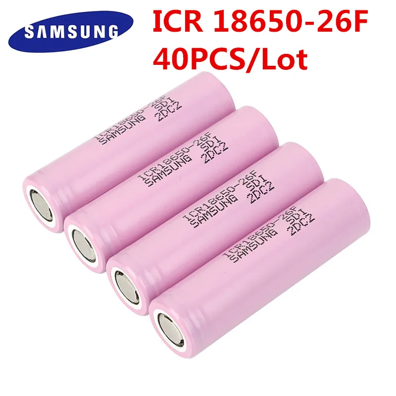 Samsung 40 шт./лот 3,7 V 2600 мА/ч, EAIEP 18650 литий-ионный перезаряжаемый Батарея для ICR18650-26F ICR18650 26F 2600mAh батареи