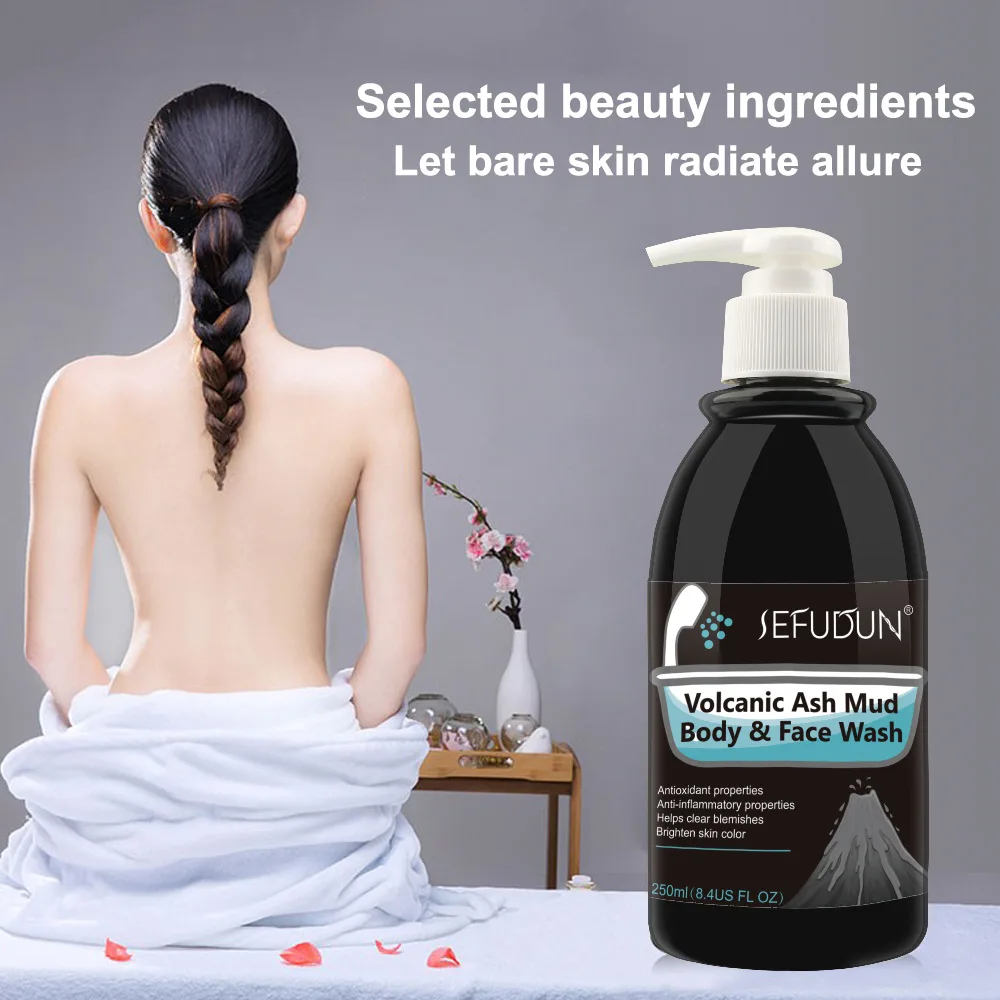 Volcanic Mud Body Wash Quickly White and Whole Body Translucent Wash Lasting Goodbye Black 250ml skin whitening body wash