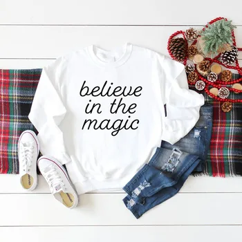 

ONSEME Believe in the Magic Sweatshirt Women Unisex Clothes Vintage Christmas Graphic Sweatshirt Pullover Women's Clothing S-91