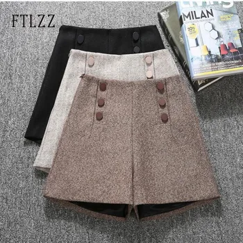 

Fashion Women Streetwear High Waist Loose Wide Leg Shorts 2019 New Autumn Winter Woman Double-breasted Casual Shorts
