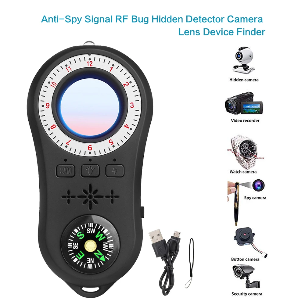 Anti-Spy Surveillance Camera Detector Wireless RF Signal Anti-covert Camera Lens Listen Bug Finder Devic Gps Gsm Tracker Scanner