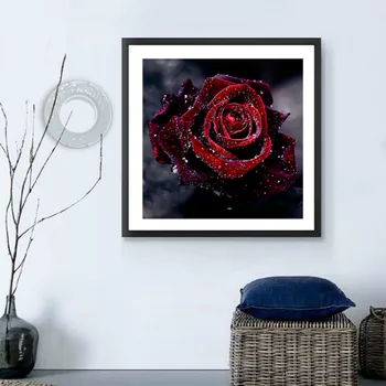 

Diamond painting dripping roses cross-border e-commerce sales cross-cutting decorative living room diamond painting Paintings