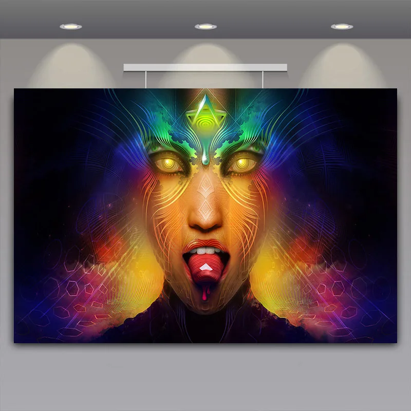 Психоделическая LSD абстрактная шелковая ткань с животными Художественная печать