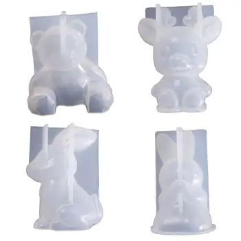 

3D silicone mold diy geometry stereo bear deer cat tiger orangutan mold animal mold decoration ornament mold cake tool