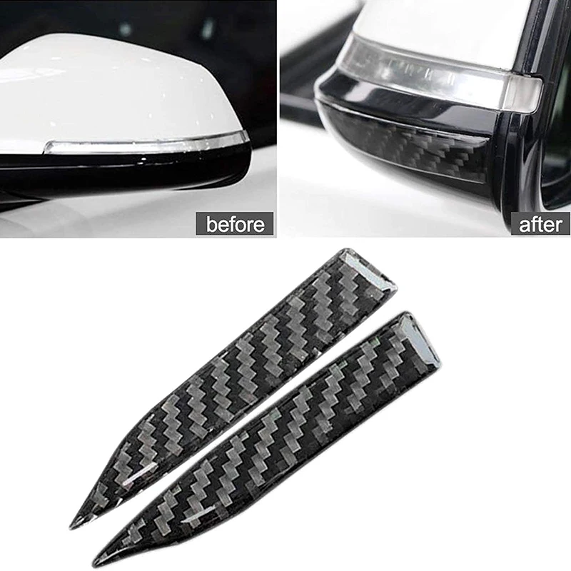 Carbon Fiber Car Stickers Anti-Scratch Trim Rearview Mirror Protector 2 Pieces