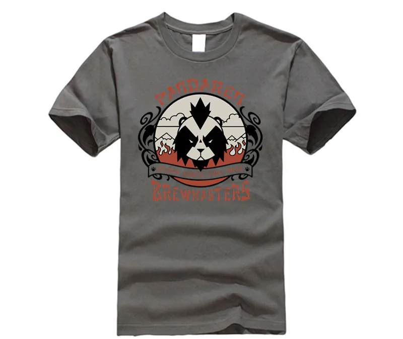 Яркая версия футболка World of Warcraft Pandaren Brewmaster горячая Распродажа футболка - Цвет: charcoal gray