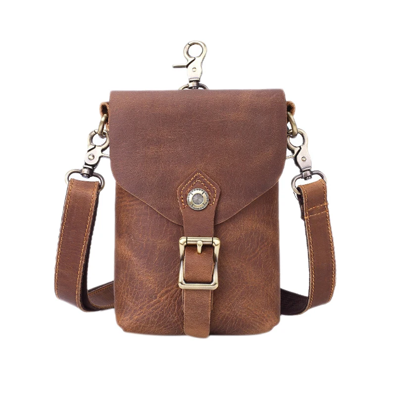 

MISFITS Men's Shoulder Messenger Bag Multi-Kinetic Mobile Wallet Top Leather Retro Pocket Bag