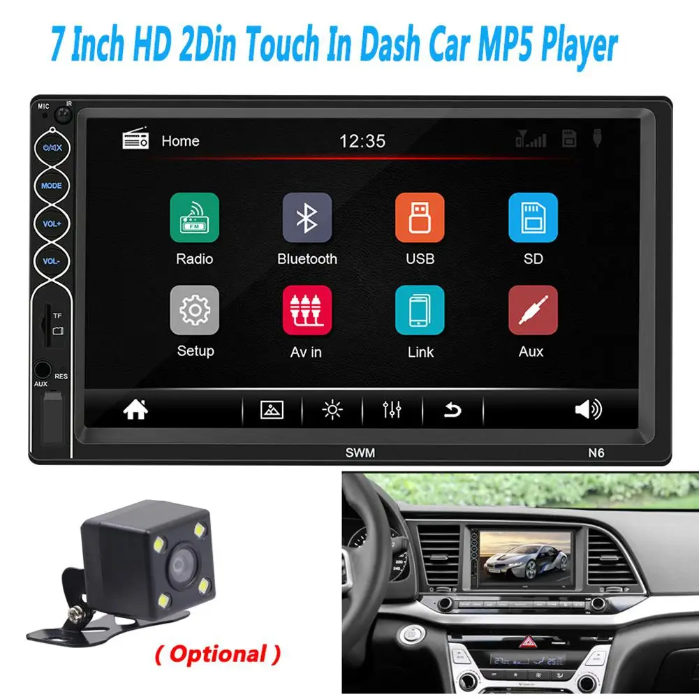 

Dragonpad MP5 Auto Media Player USB Bluetooth Audio Car Radio Multimidia MP5 12V FM HD 7" Screen Stereo Radio