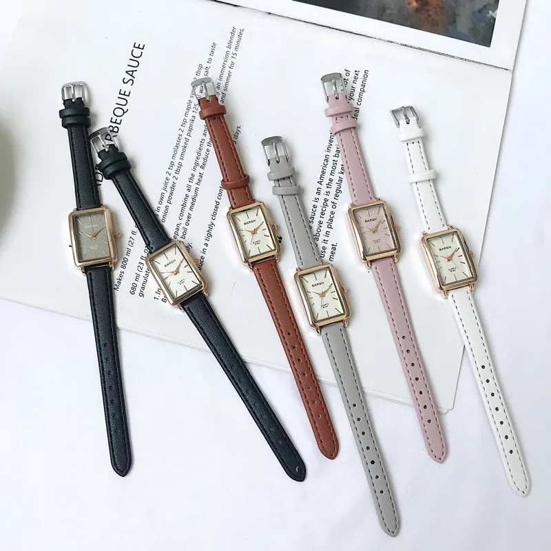Элегантные Простые прямоугольные женские часы коричневые кварцевые часы женские модные повседневные ретро кожаные часы женские наручные часы