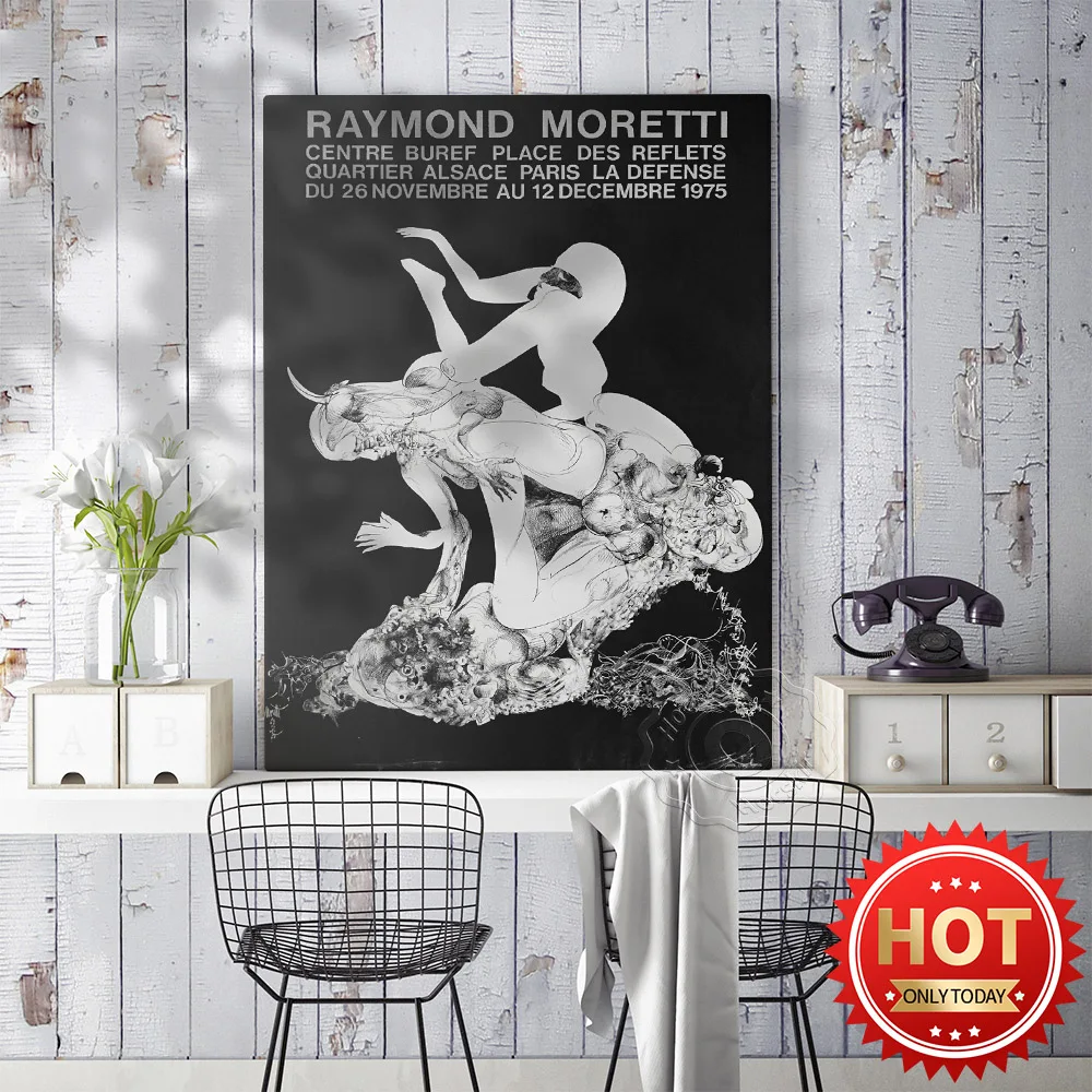 Raymond Moretti Prints Poster, Exhibition Museum Poster, Raymond Prints Art, Moretti Wall Art, Abstract Art Wall Picture Decor