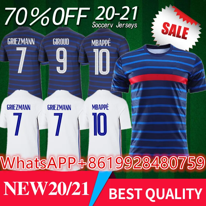 

Top quality 2020 2021 France Home Soccer Jerseys MBAPPE VARANE GRIEZMANN THAUVIN KANTE POGBA 20/21 France Away Football Shirts