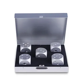 

1 Pack 5in1 Aluminum Alloy Silver Engrave Metal Dice Square Tube Poker Party Game Toy Portable XMAS Case