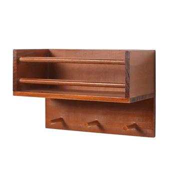 

With 3 Pegs Clothes Storage Hallway Display Floating Shelf Solid Wood Entryway Wall Mounted Coat Hooks Living Room Bathroom Home