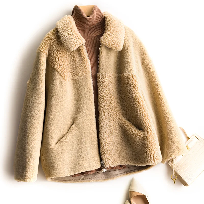 

BARESKIY cashmere coat women's autumn and winter new lapel knit short coat Slim cardigan long-sleeved solid color women's coat