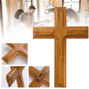 

Hanging Ornaments Catholic Crucifix Wall Mounted Wooden Crosses Party Meditation Office Gifts Crafts Sincere Jesus Christ Solid