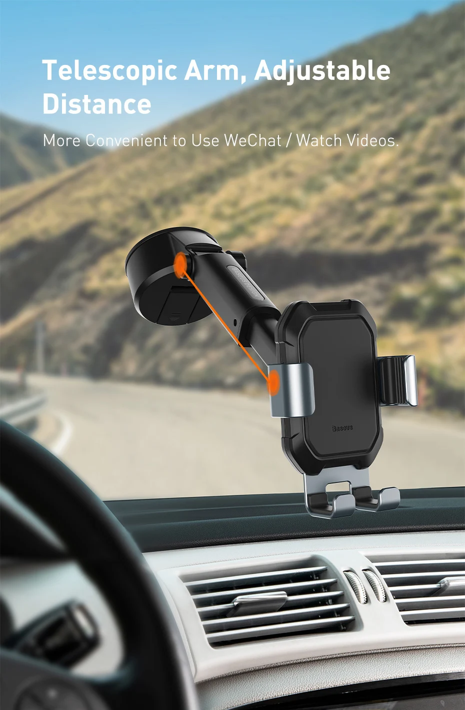 Baseus Gravity Car Phone Holder Suction Cup Adjustable Universal Holder Stand