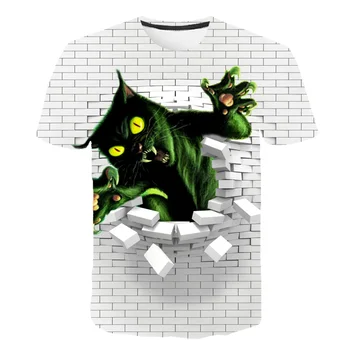 

Funny T Shirts Kitty T Shirts Children Animal Short Sleeve Casual Wall 3D Abstract Printwhite Shirt Printed Boys Girls Clothing